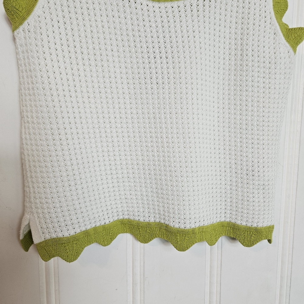 Maeve Crop Tank Top White Scallop Hem Sleeveless Summer Casual Chic Size S - Picture 4 of 12